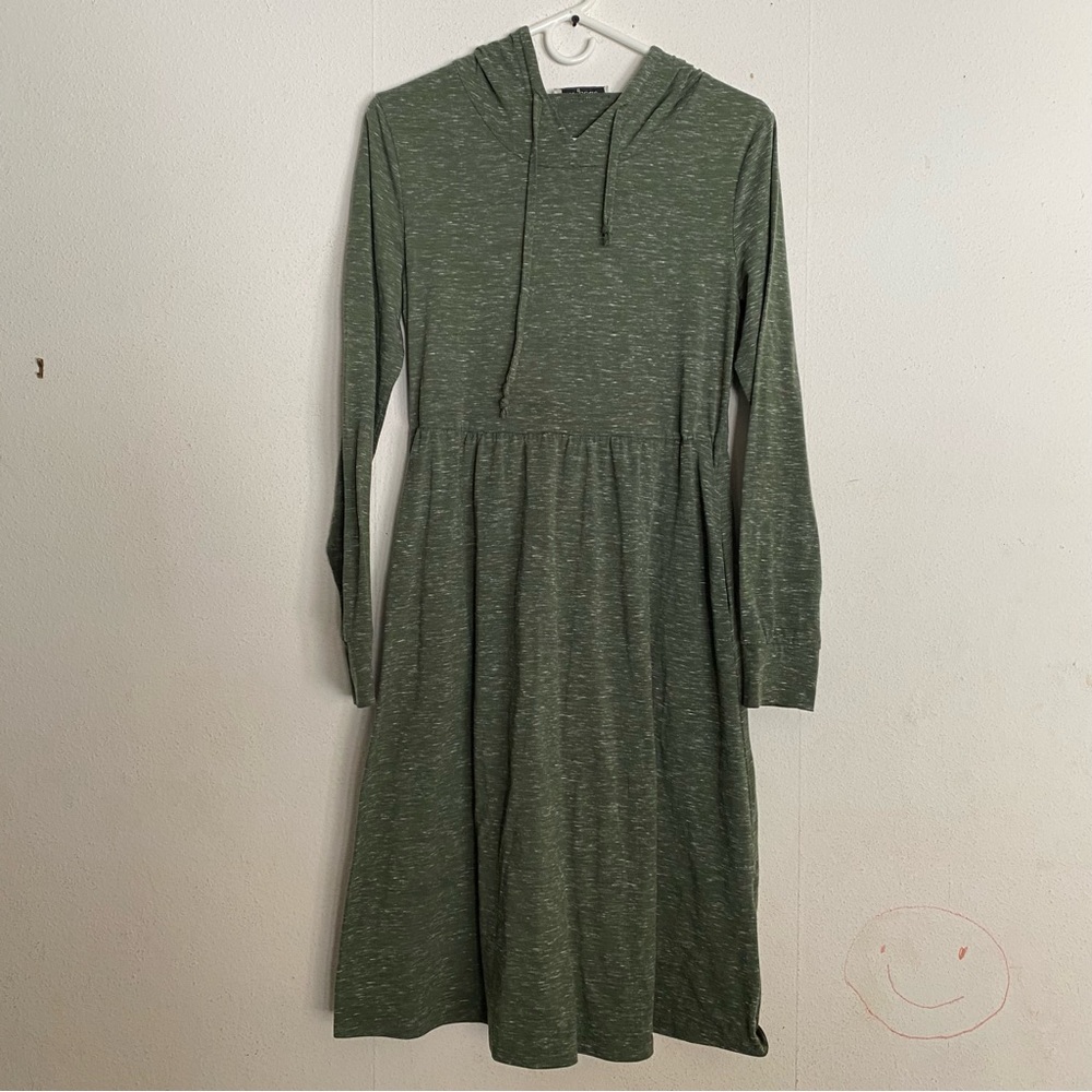 Sese Code Heather Green Hoodie Dress with Pockets: Size Small